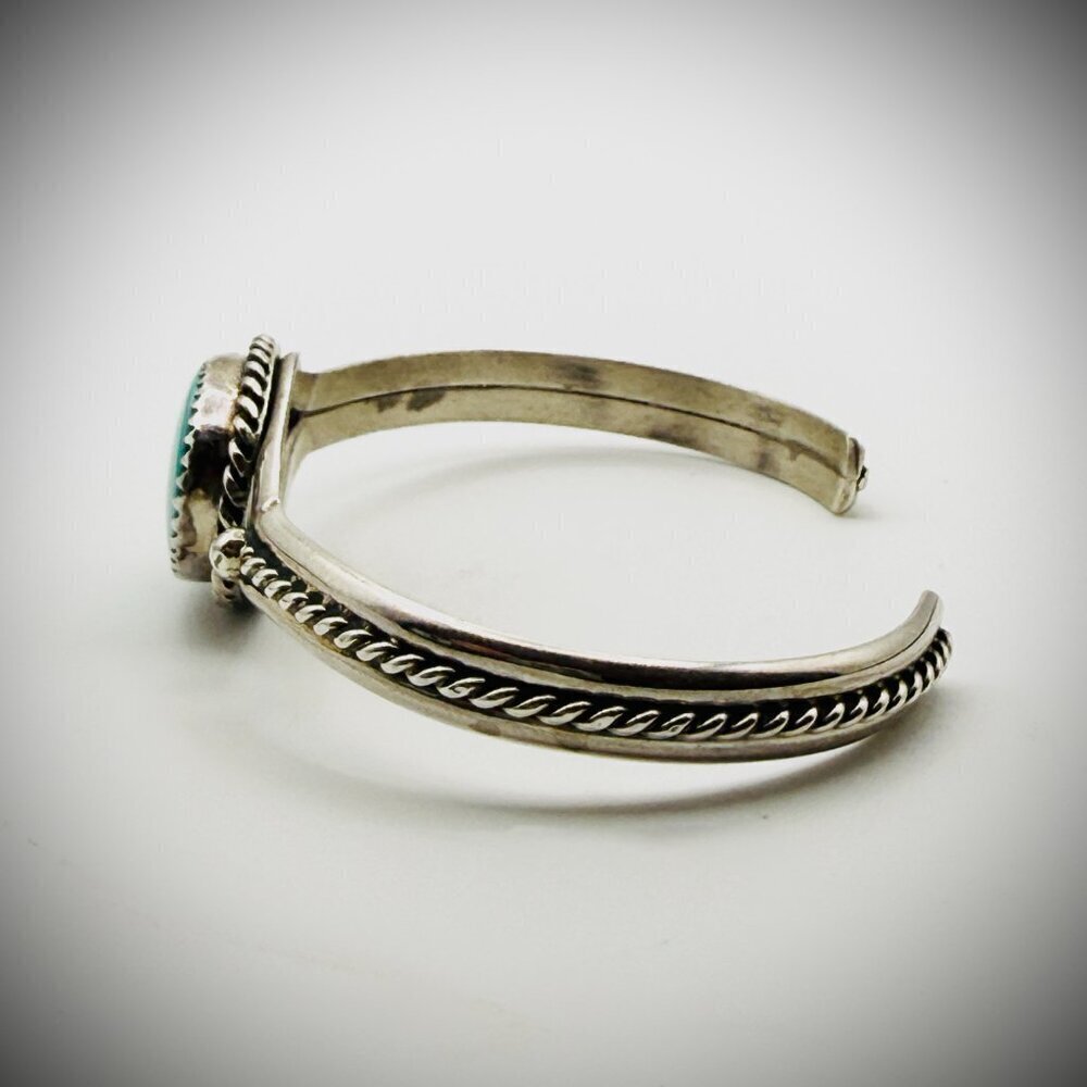 Vintage Sterling Turquoise Split-Shank Cuff, Size 6.25 - Picture 3 of 5